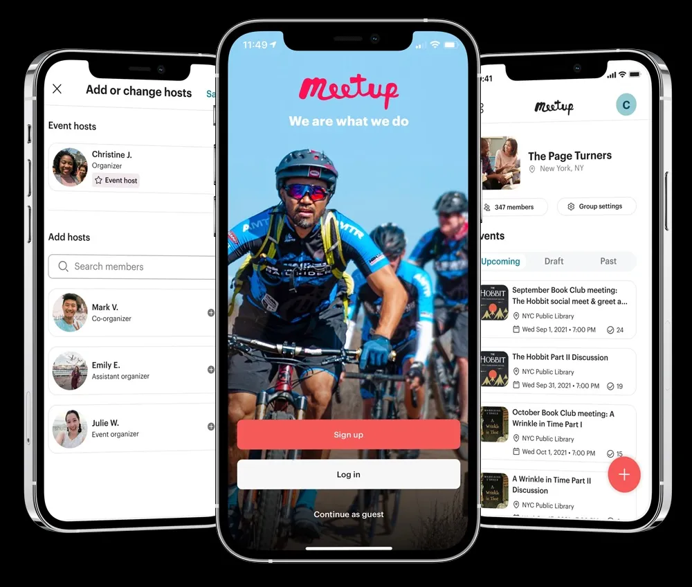 صفحه اپلیکیشن Meetup برای گروه های علاقه مندی